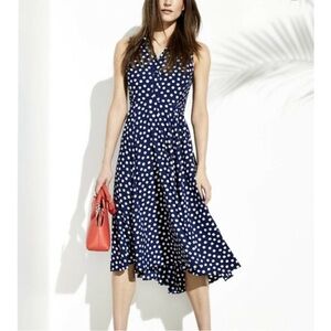Kate Spade Blue Cloud Dot California Dreaming Sleeveless Midi Dress Polka Dot 6